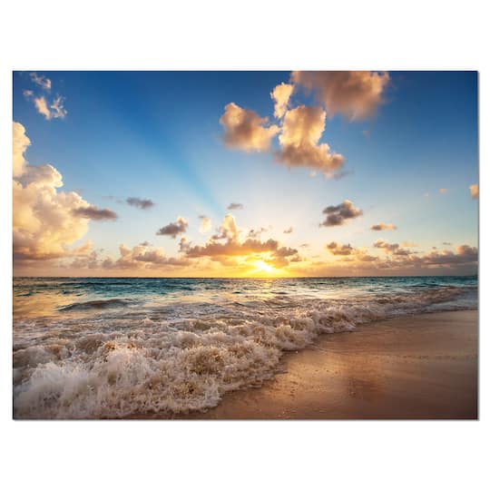 Designart - Sunrise on Beach of Caribbean Sea